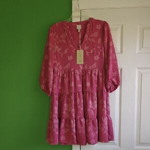 Pink Floral Tiered Dress